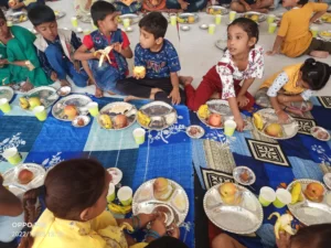 kids having food. Aapke Saath Foundation Food Distribution , charity food