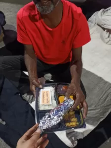 food distribution for small poor old man in delhi from aapke saath foundation team in holi