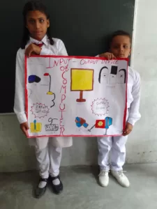 school kids howing his activity work