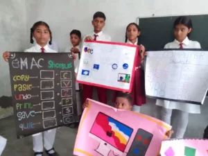 school kids howing his activity work