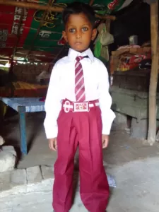 kids standing in her house