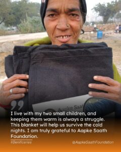 An elderly man gratefully accepts a cozy blanket from a volunteer, bringing warmth and comfort during the winter season