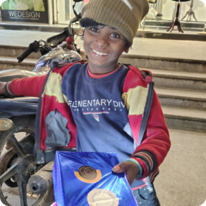 food doantion for the poor child on new year celebration