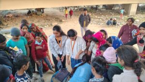 cloths distribution in slum picture