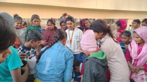 cloths distribution in slum picture