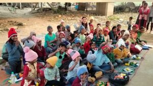 birthday celebration pic in a slum with kids