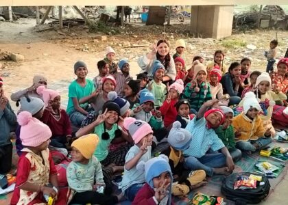 birthday celebration pic in a slum with kids