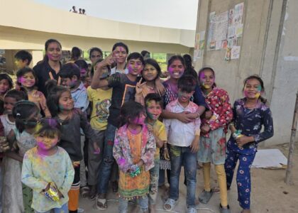 Holi celebration with Slum clidren by an NGO