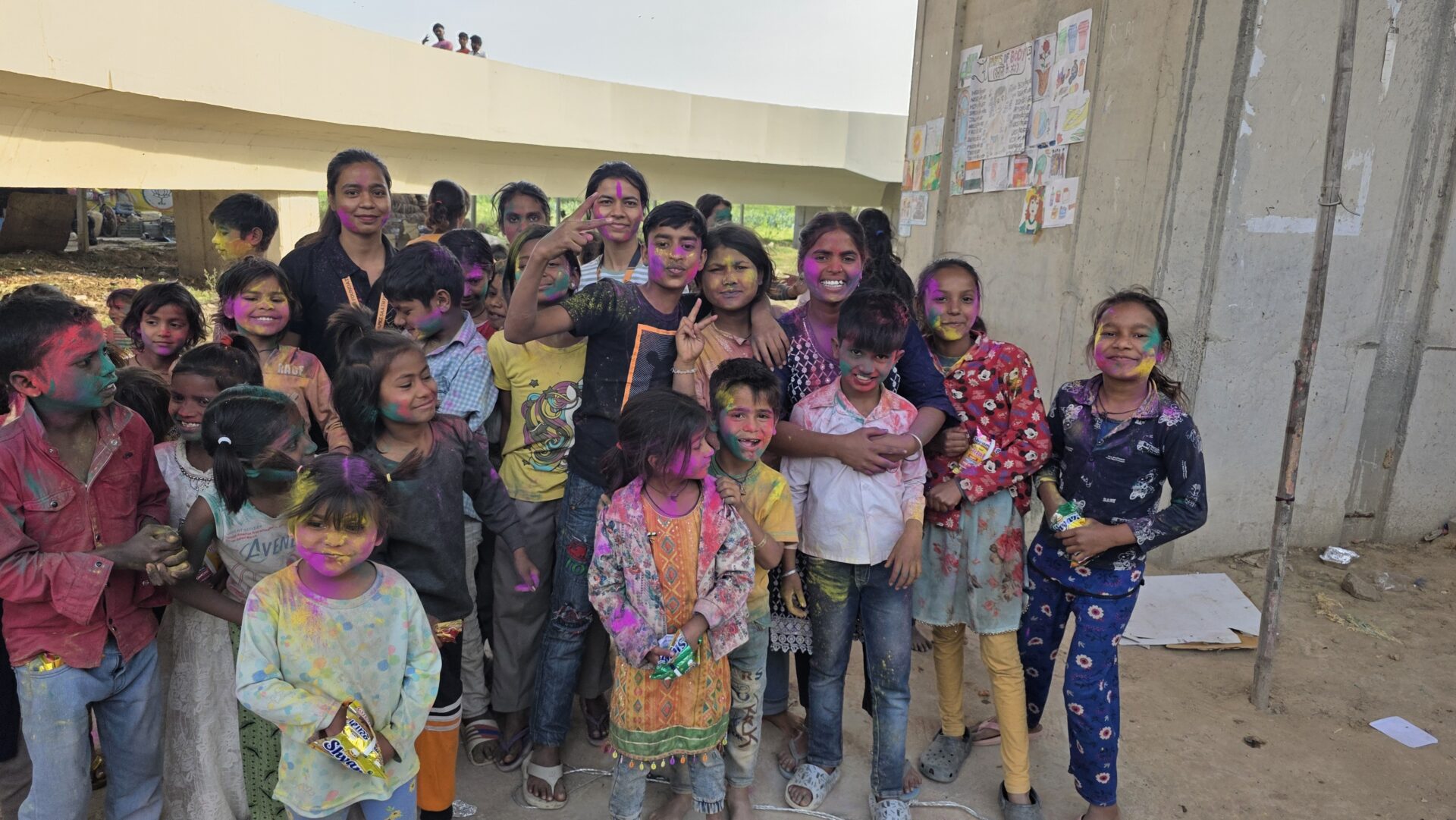 Holi celebration with Slum clidren by an NGO